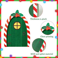 Haooryx 16Pcs Christmas Magic Fairy Doors Decoration Kit, Wooden Miniature Fairy Doors Accessories Welcome to Dollhouse Mini Entry for Fairies Magical Door Christmas Outdoor Party Decor (Berry)