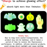 Haooryx 28PCS Glow In The Dark Halloween Mochi Toys Pumpkin Ghost Bat Squishies Squeeze Stress Relief Anxiety Toys for Kids Halloween Treat Goody Bags Filler Classroom Prize Bulk Party Favors