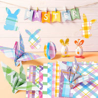 Haooryx 60PCS Easter Pattern Paper Buffalo Plaid Scrapbook Paper Decorative Easter Scrapbook Specialty Craft Paper 11’x11’Double-Sided Spring Pastel Origami Paper for Card Making Scrapbook Decoration