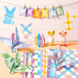 Haooryx 60PCS Easter Pattern Paper Buffalo Plaid Scrapbook Paper Decorative Easter Scrapbook Specialty Craft Paper 11’x11’Double-Sided Spring Pastel Origami Paper for Card Making Scrapbook Decoration