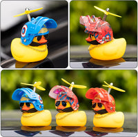 Haooryx 3 Pack Rubber Duck Toys Car Ornaments, Yellow Duck Car Dashboard Decorations with Cool Super Hero Thruster Helmet Propeller Sunglasses Gold Chain Funny Squeak Toys Gift for Kids Adults