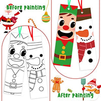 Haooryx 75pcs Christmas Color Your Own Bookmarks Kids DIY Coloring Blank Bookmarks Christmas Party Game Prize Goodie Bag Fillers Gift Tags Reading Enthusiasts Students Classroom Reward Supplies