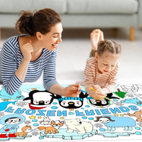Haooryx Giant Polar Animals Themed Coloring Poster 4.6 x 2ft Large Jumbo Frozen Friends Blank Paper Banner with Penguin Polar Bear Coloring Tablecover Decoration for Kids DIY Art Craft Activity Supply