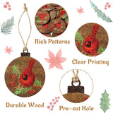 Haooryx 37pcs Christmas Red Bird Hanging Wood Ornaments Decorations, Red Bird Memorial Ornament Wooden Decorative Pendents Xmas Party Favor Gift Tags Holiday Hanging Ornament Xmas Tree Decor Supplies