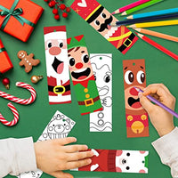 Haooryx 75pcs Christmas Color Your Own Bookmarks Kids DIY Coloring Blank Bookmarks Christmas Party Game Prize Goodie Bag Fillers Gift Tags Reading Enthusiasts Students Classroom Reward Supplies