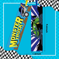 Haooryx 75Pcs Color Your Own Monster Truck Bookmarks for Kids, Creative DIY Coloring Race Truck Bookmarks Monster Theme Party Game Paper Art Craft Supplies Students Book Marker Gift Classroom Prize
