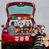 Haooryx 23Pcs Trunk Or Treat Skull Day of Dead Decoration Kit, Mexican Day of The Dead Trunk or Treat Car Archway Garage Decor Dia de Los Muertos Skull Skeleton Halloween Car Decorations Exterior