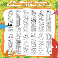 Haooryx 72Pcs Color Your Own Dinosaur Bookmarks, Kids DIY Coloring Blank Bookmarks Dinosaur Theme Book Marks for Teacher Student Classroom Rewards Supplies Paper Art Craft Kit Party Gift Bag Fillers