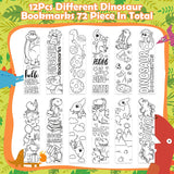 Haooryx 72Pcs Color Your Own Dinosaur Bookmarks, Kids DIY Coloring Blank Bookmarks Dinosaur Theme Book Marks for Teacher Student Classroom Rewards Supplies Paper Art Craft Kit Party Gift Bag Fillers