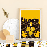 Haooryx 60PCS Summer Bee Pattern Paper Pack Yellow Black Honeycomb Scrapbook Specialty Paper 11’x11’Double Sided Decorative Bee Honey Jar Paper Craft for Wrapping Gift Card Making Photo Album Decor