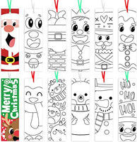 Haooryx 75pcs Christmas Color Your Own Bookmarks Kids DIY Coloring Blank Bookmarks Christmas Party Game Prize Goodie Bag Fillers Gift Tags Reading Enthusiasts Students Classroom Reward Supplies