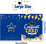 Haooryx 2022 Graduation Large Signature Guest Book Board Congrats Grad Congratulations Greeting Card for Class of 2022 Student Graduation Party Supplies Personalized Sign Decoration (Blue and Gold)