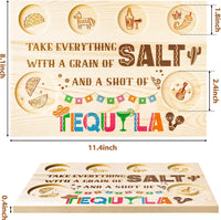 Haooryx Mexican Shot Glasses Serving Tray Wooden Tequila Shot Glass Holder Display with Salt Rim Heavy Base Tequila Handmade Flight Board for Vodka Whiskey Cocktail Liquor Bar Party Family Gathering