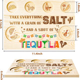 Haooryx Mexican Shot Glasses Serving Tray Wooden Tequila Shot Glass Holder Display with Salt Rim Heavy Base Tequila Handmade Flight Board for Vodka Whiskey Cocktail Liquor Bar Party Family Gathering