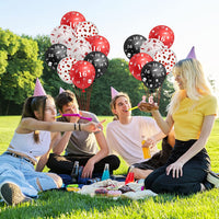 Haooryx 36Pcs 16th Birthday Party Balloons Decoration Supplies Kit, 12’’ White Black and Red Confetti Latex Balloons for 16 Years Old Teenager Boys Girls Birthday Happy 16 Years Anniversary Decor