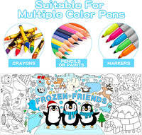 Haooryx Giant Polar Animals Themed Coloring Poster 4.6 x 2ft Large Jumbo Frozen Friends Blank Paper Banner with Penguin Polar Bear Coloring Tablecover Decoration for Kids DIY Art Craft Activity Supply