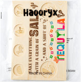 Haooryx Mexican Shot Glasses Serving Tray Wooden Tequila Shot Glass Holder Display with Salt Rim Heavy Base Tequila Handmade Flight Board for Vodka Whiskey Cocktail Liquor Bar Party Family Gathering
