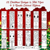 Haooryx 75pcs Christmas Color Your Own Bookmarks Kids DIY Coloring Blank Bookmarks Christmas Party Game Prize Goodie Bag Fillers Gift Tags Reading Enthusiasts Students Classroom Reward Supplies