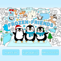 Haooryx Giant Polar Animals Themed Coloring Poster 4.6 x 2ft Large Jumbo Frozen Friends Blank Paper Banner with Penguin Polar Bear Coloring Tablecover Decoration for Kids DIY Art Craft Activity Supply