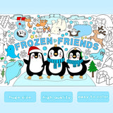 Haooryx Giant Polar Animals Themed Coloring Poster 4.6 x 2ft Large Jumbo Frozen Friends Blank Paper Banner with Penguin Polar Bear Coloring Tablecover Decoration for Kids DIY Art Craft Activity Supply