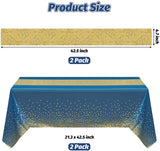 Haooryx 4Pcs Navy Blue and Gold Table Cloth Table Runner Set, Rectangle Dot Table Cover Waterproof Tablecloth Confetti Gold Table Runner for Birthday Wedding Anniversary Baby Shower Party Supplies