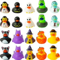 Haooryx 20PCS Halloween Rubber Duckies Toys Novelty Pumpkin Bat Wizard Shaped Yellow Ducky Decoration Bathtub Squeeze Duck for Kids School Halloween Trick or Treating Gift Goodie Filler Party Favors