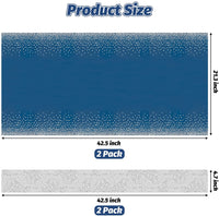 Haooryx 4Pcs Navy Blue and Silver Table Cloth Table Runner Set, Waterproof Dots Table Cover Silver Sequin Table Runner for Rectangle Table Birthday Wedding Anniversary Baby Shower Party Supplies