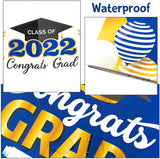 Haooryx 2022 Graduation Large Signature Guest Book Board Congrats Grad Congratulations Greeting Card for Class of 2022 Student Graduation Party Supplies Personalized Sign Decoration (Blue and Gold)