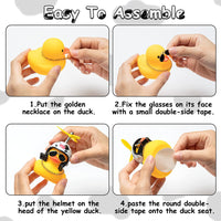 Haooryx 3 Pack Cow Print Rubber Duck Toys Car Ornaments, Farm Animal Theme Yellow Ducks Car Dashboard Decorations Black White Cow Print Helmet Duck with Propeller Squeak Toys Gift for Kids Adult