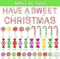 Haooryx 84Pcs Christmas Colorful Candies Bulletin Board Set Classroom Decoration, Have a Sweet Christmas Colorful Candies Patterned Paper Cut-Outs for Xmas Party Home School Bulletin Board Decorations