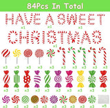 Haooryx 84Pcs Christmas Colorful Candies Bulletin Board Set Classroom Decoration, Have a Sweet Christmas Colorful Candies Patterned Paper Cut-Outs for Xmas Party Home School Bulletin Board Decorations