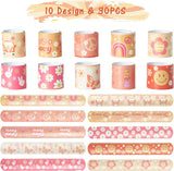 Haooryx 81PCS Hippie Girl Slap Bracelets with Groovy Daisy Flower Stickers Party Favors, Colorful Boho Hippie Wristband for Kids Birthday Boho Rainbow Party Decorations Classroom Rewards Supplies