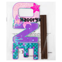Haooryx Mermaid ONE Letter Sign Table Wooden Centerpiece for Baby Girl 1st Birthday Party Decorations, Under The Sea Little Mermaid First Birthday Theme Party Sign Baby Shower Decor Supplies
