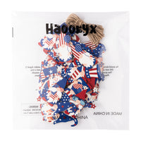 Haooryx 46PCS Patriotic Gnome Wood Hanging Ornaments 4th of July Leprechaun Gnome Elf Wooden Tags Pendants with Rope for American Independence Memorial Day Home Tree Party Decorations