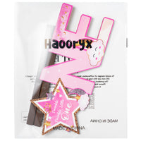 Haooryx Pink Twinkle Twinkle Little Star ONE Letter Sign Wooden Centerpiece, Glitter Star Baby Girl One Year Old Milestone First 1st Birthday Party Decoration Wood Table Sign Baby Shower Photo Props