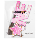 Haooryx Pink Twinkle Twinkle Little Star ONE Letter Sign Wooden Centerpiece, Glitter Star Baby Girl One Year Old Milestone First 1st Birthday Party Decoration Wood Table Sign Baby Shower Photo Props