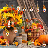 Haooryx 46PCS Thanksgiving Wood Gnome Hanging Ornaments Autumn Wood Pumpkin Turkey Gnome Elves Decorative Pendents for Thanksgiving Day Fall Harvest Party Favor Halloween Holiday Home Tree Supplies