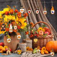 Haooryx 46PCS Thanksgiving Wood Gnome Hanging Ornaments Autumn Wood Pumpkin Turkey Gnome Elves Decorative Pendents for Thanksgiving Day Fall Harvest Party Favor Halloween Holiday Home Tree Supplies