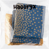 Haooryx 4Pcs Navy Blue and Gold Table Cloth Table Runner Set, Rectangle Dot Table Cover Waterproof Tablecloth Confetti Gold Table Runner for Birthday Wedding Anniversary Baby Shower Party Supplies