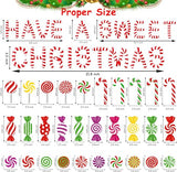 Haooryx 84Pcs Christmas Colorful Candies Bulletin Board Set Classroom Decoration, Have a Sweet Christmas Colorful Candies Patterned Paper Cut-Outs for Xmas Party Home School Bulletin Board Decorations