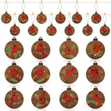 Haooryx 37pcs Christmas Red Bird Hanging Wood Ornaments Decorations, Red Bird Memorial Ornament Wooden Decorative Pendents Xmas Party Favor Gift Tags Holiday Hanging Ornament Xmas Tree Decor Supplies