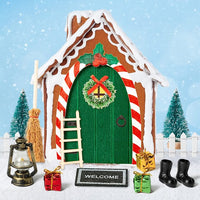 Haooryx 16Pcs Christmas Magic Fairy Doors Decoration Kit, Wooden Miniature Fairy Doors Accessories Welcome to Dollhouse Mini Entry for Fairies Magical Door Christmas Outdoor Party Decor (Berry)