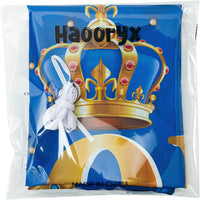 Haooryx Royal Prince One First Birthday Banner Backdrop Party Decorations for One Year Old African American Baby Boy 1st Birthday Baby Shower Decor Photography Background Photo Booth Prop, 6x3.6 ft