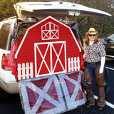 Haooryx Farm Theme Trunk Or Treat Decorations Banner for Cars, Red Farmhouse Car Trunk Decoration Backdrop Banner Waterproof Archway Garage Door Car Decor for Halloween Outdoor Party Supplies