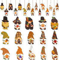 Haooryx 46PCS Thanksgiving Wood Gnome Hanging Ornaments Autumn Wood Pumpkin Turkey Gnome Elves Decorative Pendents for Thanksgiving Day Fall Harvest Party Favor Halloween Holiday Home Tree Supplies