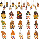 Haooryx 46PCS Thanksgiving Wood Gnome Hanging Ornaments Autumn Wood Pumpkin Turkey Gnome Elves Decorative Pendents for Thanksgiving Day Fall Harvest Party Favor Halloween Holiday Home Tree Supplies