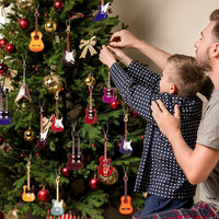 Haooryx 37Pcs Musical Instrument Christmas Wooden Ornaments, Christmas Wood Music Instrument Sign Hanging Ornaments Xmas Tree Decorative Wood Slice Pendant Gift Tag for Xtmas Party Home Wall Decor