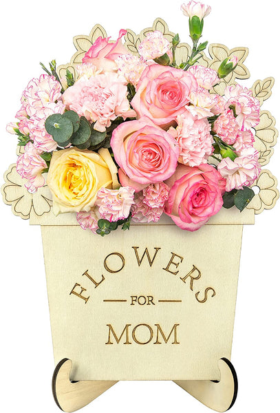 Haooryx Mother's Day Hand Picked Flower Holder Bundle DIY Flower Holder Gift for Mom Detachable Wooden Table Ornament Flower Stand Mother's Day Home Party Table Decoration (Flower not Including)