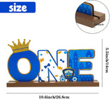 Haooryx Prince ONE Letter Sign Table Wooden Centerpiece for Baby Boy First Birthday Party Decorations, Prince Shining Crown One Year Old Toddler Boy 1st Birthday Decor Supplies Baby Shower Photo Props